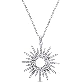 Jewel Zone US 14k Gold Over Sterling Silver White Cubic Zirconia Sunburst Pendant Necklace