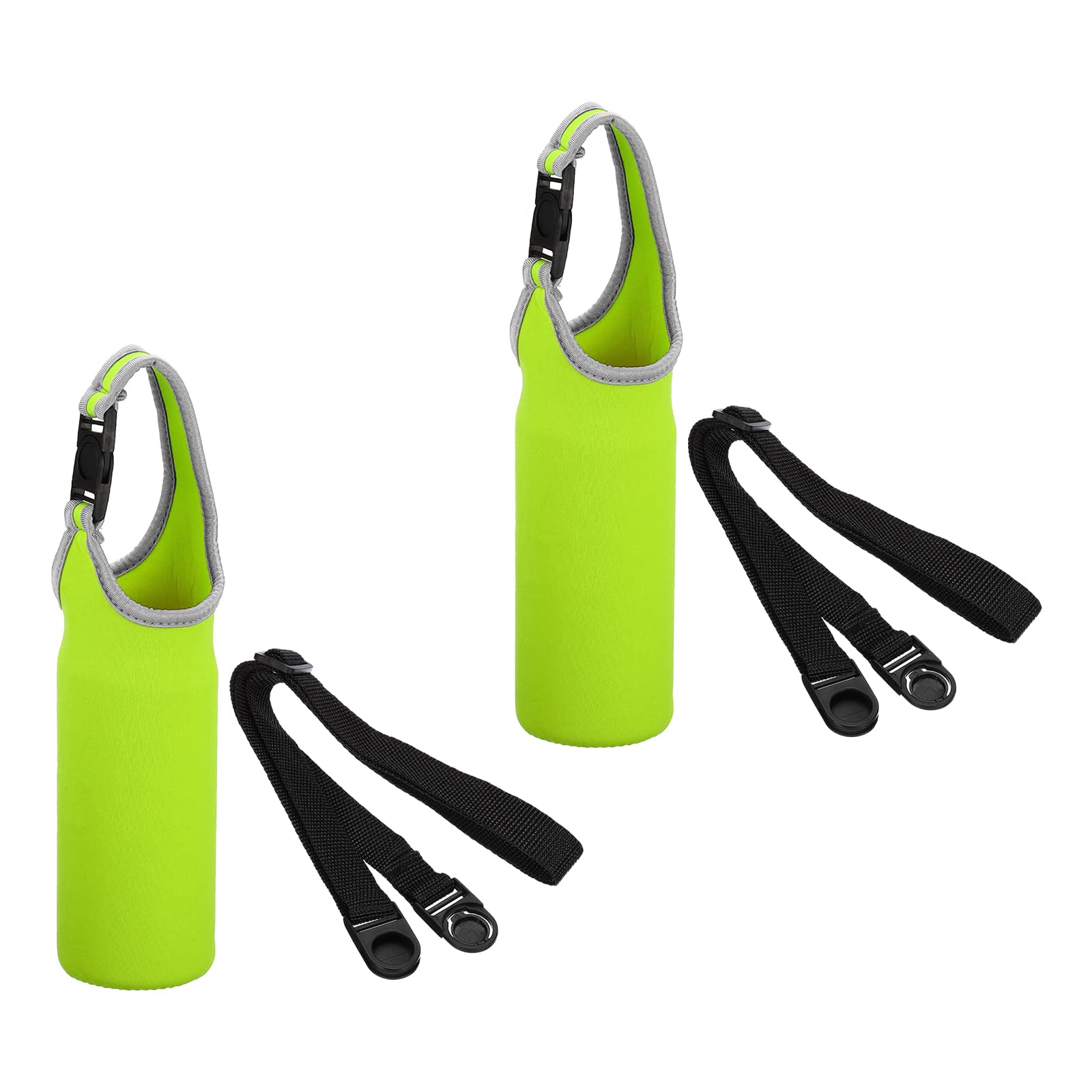 PATIKIL 67mmx185mm Water Bottle Sling Bag, 2 Pack Neoprene Portable Insulated Bottle Holder Carrier with Removable Adjustable Shoulder Strap Fluorescent Green