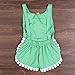 Newborn Baby Girls Ethnic Style Sleeveless Tassels Backless Floral Romper (12-18months, Green)