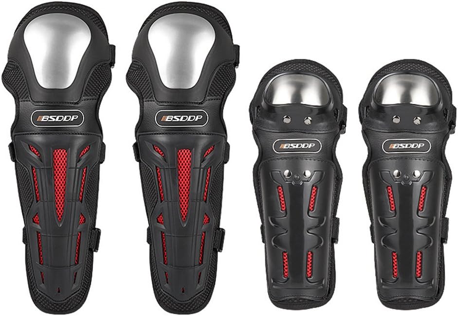BARHAR 1 Pair of Adults Fashion Knee Shin Armor Protect Guard Pads Accessories with Plastic Cement Hook for Motorcycle Motocross Racing (Black3)