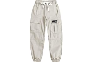 Cromoncent Girls Womens Cargo Pants Elastic Waist Lightweight Outdoor Jogger Pants, 6 Years - Women 2XL