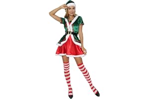 JASON PARTY Women's Christmas Elf Costume Mrs Claus Adult Santa's Helper Outfit