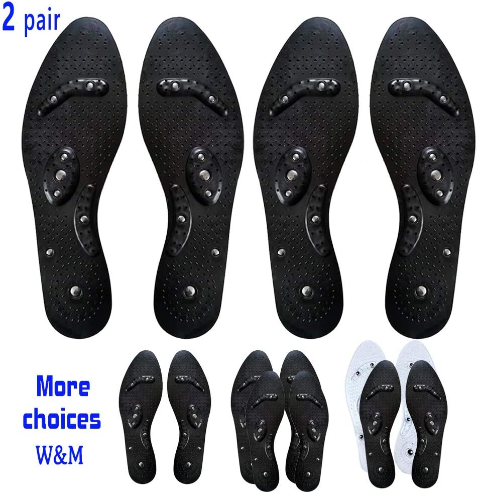 Foot Acupressure Magnetic Massaging Insoles - Massage Insoles Reflexology Plantar Fasciitis Pain Relief Breathable Deodorant Comfort Bamboo Charcoal Silicone Insoles for Men and Women