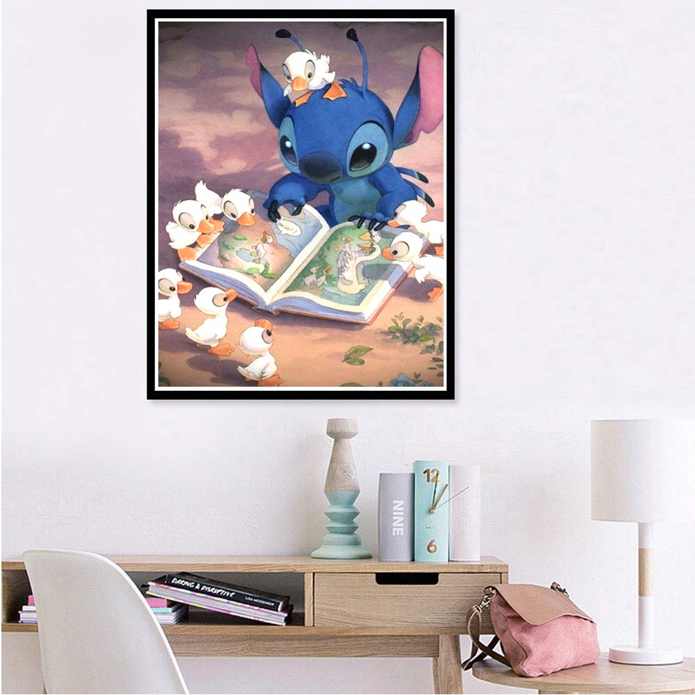 5D DIY Full Drill Diamond Painting Kit, Rhinestone Painting Kits for Adults and Children Embroidery Arts Craft Home Decor Cartoon Anime Series12 x 16 inch (Duck and Stitch, 30x40cm)