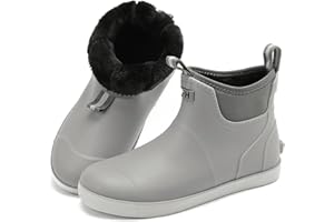 RIUETAR Men's Deck Boots Waterproof Fishing Rain Boots, Anti-Slip Rubber Boots Ankle Booties, High-Performance Footwear Chelsea Boots for Gardening Boating Camping Sailing