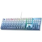 Redragon K556 Wired RGB Mechanical Gaming Keyboard, 104-Key Aluminum Board | Solid Desktop Stability, 20 Backlits for Immersive ESports Vibe, Hot-swap Creamy Custom Linear Switch, Gradient Blue Keycaps