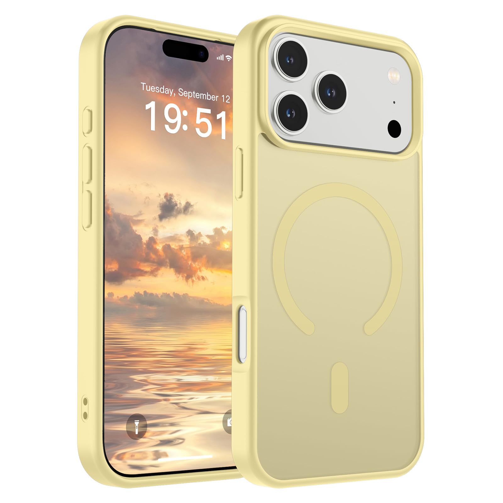 Photo 1 of SUPFINE Magnetic for iPhone 17 Pro Max Case (Compatible with MagSafe)(Military Grade Drop Protection) Translucent Matte Shockproof with Anti-Fingerprint Phone Cover 2025,Buttercream Yellow