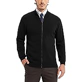 Kallspin Men's Full Zip Up Sweater Cardigan Pure Cotton Stand Collar Sweater Classic Lightweight Cardigan