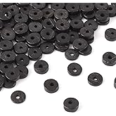 BB Beadthoven 100pcs Black Coconut Shell Flat Round Disc Spacer Beads 9mm Heishi Beads for Bracelet Necklace Jewelry Making DIY Craft Supplies