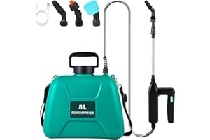 PURECHO 2 Gallon Battery Powered Garden Sprayer: Electric Power Operated Weed Sprayer with 3 Mist Nozzles & 31.5" Retractable Wand - Portable Weed Sprayer with Adjustable Shoulder Strap for Yard, Lawn