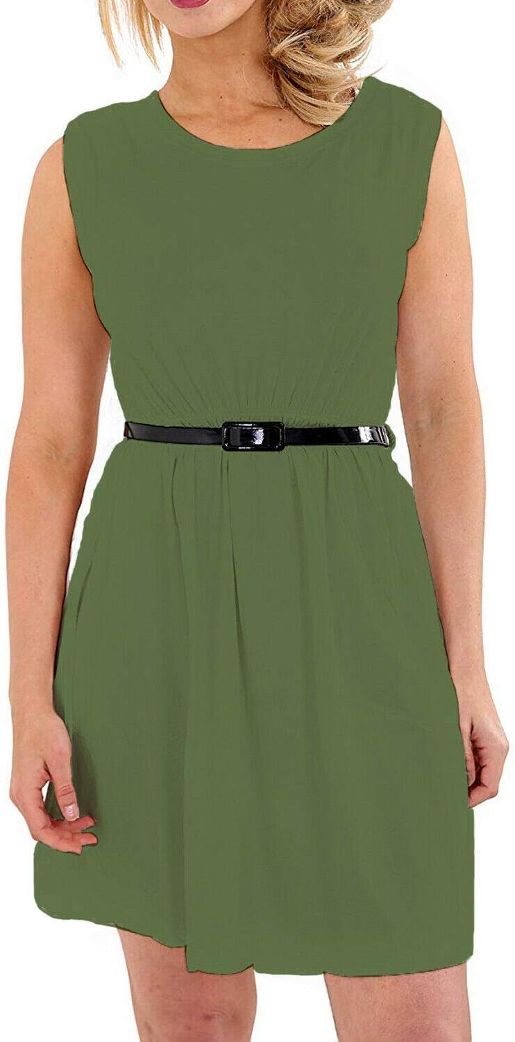 Papaval Girls Skater Kids Sleeveless Party Fit Flare Belted Summer Dress Ages 3-14 Years