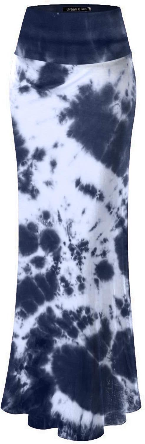 URBAN K Womens Basic Foldable High Waist Regular and Plus Size Maxi Skirts