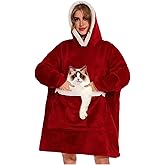 Bupekbee Wearable Blanket Hoodie with Giant Pocket, Soft Warm Sherpa Fleece Oversized Blanket Sweatshirt Gifts for Women Men