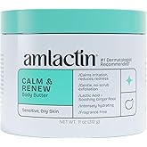 AmLactin Calm & Renew Body Butter - Therapeutic Skin Care Moisturizer for Sensitive Skin - No-Scrub Exfoliator and Body Cream for Dry Skin with Lactic Acid AHA and Soothing Ginger Root, 11oz