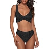 KIKICHUA Bikini Set for Women Two Piece Swimsuit Print Sexy High Waisted Swimwear V Neck Cheeky Bathing Suit