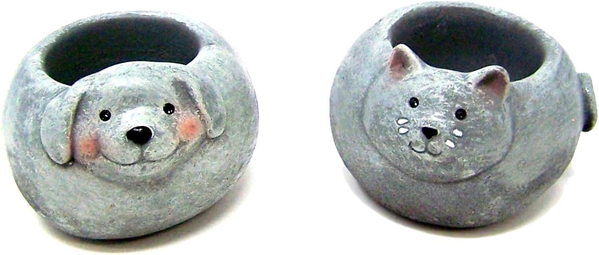 Trinity Church Supply Gifts for Women, Dog and Cat Shaped Succulent Planters, Small Plant Pots, Pack of 2, 2 1/4 Inches