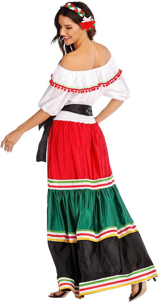 EraSpooky Women Mexican Senorita Costume Fancy Dress Cosplay Halloween Party Outfit for Adult - Image 3