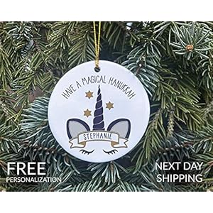 Nobrands Familie Gepersonaliseerde Chanoeka Ornament Gepersonaliseerde Eenhoorn Ornament Chanoeka Ornament 2020 Pandemische Ornament Kerstbal Kerstboom Decoratie