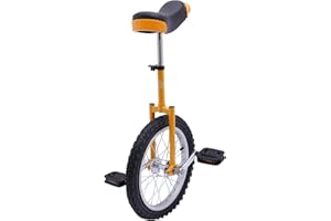 OMOSIROI 16/24 Inch Wheel Unicycle with Steel Rim, Unicycle Electric Wheel Skidproof Mountain Tire Cycling Sports Exercise with Adjustable Seat, Adults Kids Outdoor Sports Fitness Exercise Tool