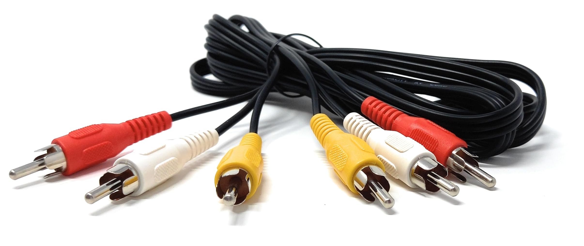 DRUT 2m Triple 3 x RCA to RCA Phono Plugs to Plugs Composite, Audio Video Male to Male Cable Lead Nickel Contacts 6.5ft