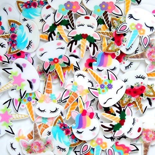 YUEAON 50 pcs mix unicorn slime charms Resin Flatback of Slime Beads supplies for Ornament Scrapbooking DIY Crafts