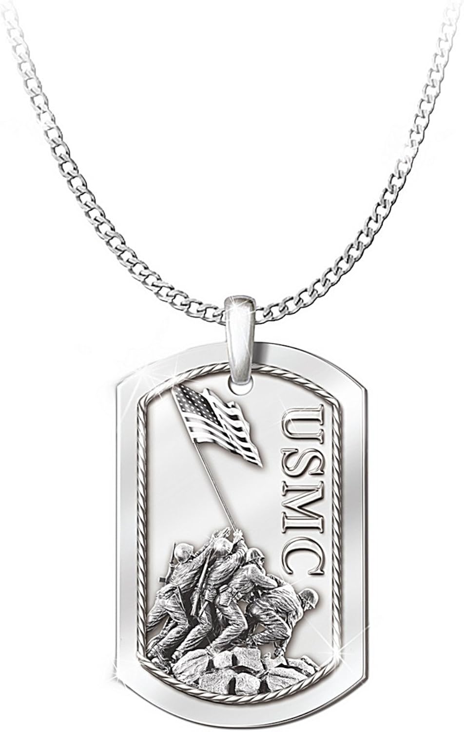 Bradford Exchange Men's Pendant and Necklace Semper Fi Pendant