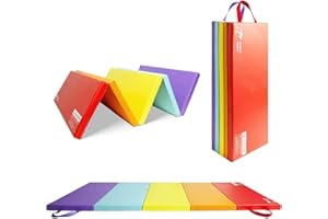 Kangaroo Hoppers Gymnastics Tumbling Mats for Kids, Foldable Gym Mat with Carrying Handles for Home Activity Play