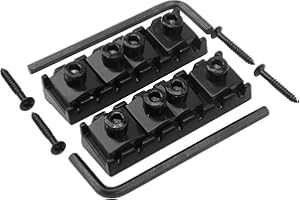 2Pcs Yootones 7 String Electric Guitar Locking Nut, 48mm Electric Guitar String Nut Compatible with Floyd Rose Electric Guitar Tremolo Bridge (Black)