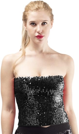 sparkly black tube top
