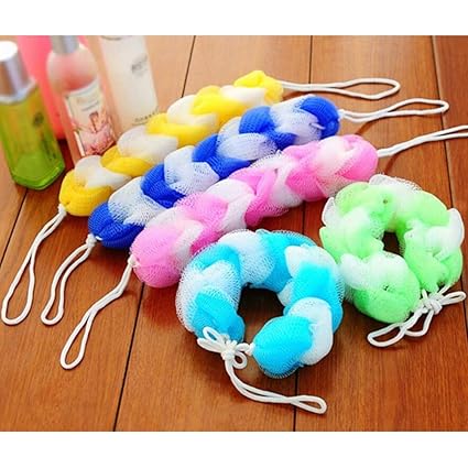 Generic 1Pcs Shower Wash Sponge Bath Brush for Kids Baby Cool Belt Towel Scrubber Body Cleaning Mesh Loofah Flower Bath Ball Tubs