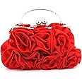 JAMBHALA Women Evening Clutch Bag Floral Satin Small Purses with Detachable Strap for Wedding, Party, Prom