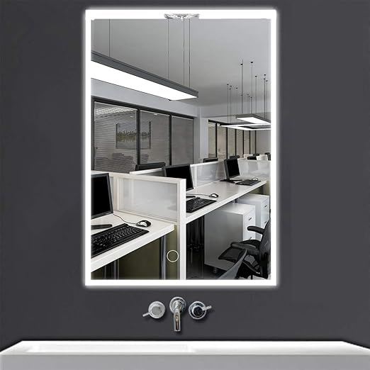 Led Lighted Makeup Vanity Mirror 19 X 24 Inch Tabletops Lighted Mirror With 2 Installation Methods For Wall Mounted Or Desktop Smart Touch Switch Color Temperature Changing Amazon Ca Home Kitchen