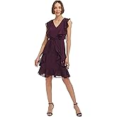 Tommy Hilfiger Womens Ruffle Trim Tie Waist Chiffon Mini Dress