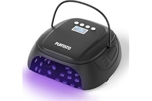 Purtato 126W Cordless Rechargeable UV LED Nail Lamp, Fast Curing Gel Nail Dryer with 4 Timers, Portable Professional Nail Light for Salon and Home (Matte Black)