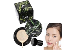 Nenrte Mushroom Head Air Cushion CC Cream, Moisturizing Concealer, BB Cream Makeup Base, Long Lasting with Mushroom Makeup Sponge, Easy to Apply (01#, Lvory)