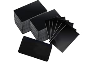LOSYHU 100PCS Metal Business Cards - 0.45mm Thickness Aluminum, Laser Engraving Blanks for Office, DIY, VIP Cards - 3.4 x 2.1 Inch, Black