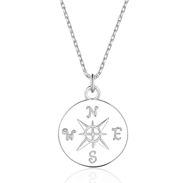 Annis Munn Kompass Halskette - 925 Sterling Silber Kompass Anhänger Halskette, Weihnachten Graduierung Schmuck Geburtstagsges