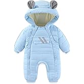 JiAmy Baby Snowsuit Baby Bear Hooded Winter Outfit Double Girl Boy Zipper Winter Clothes Romper