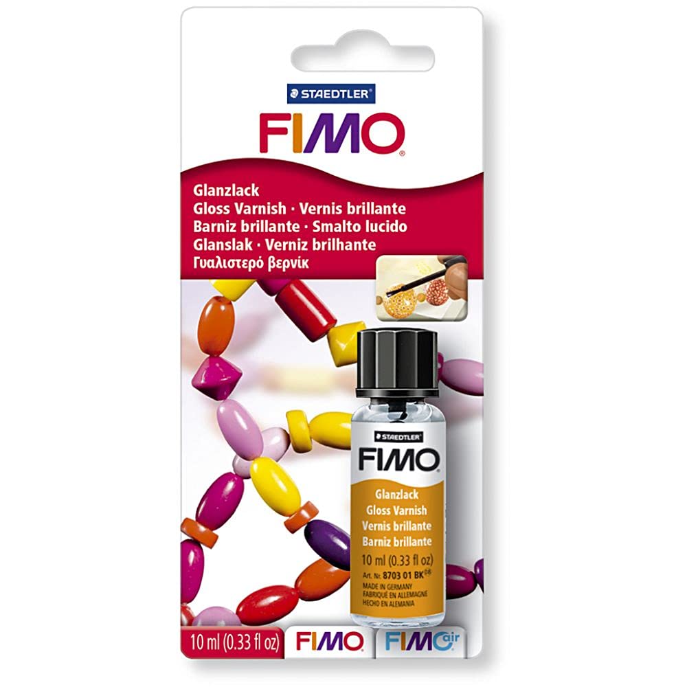 Glossy Gloss Varnish with Built in Brush Lid Water Based Transparent for FIM Sculpey Modelling Clay 10ml