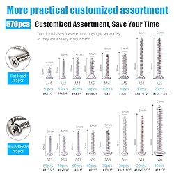 CASAON 570Pcs Self Tapping Screws Assortment
