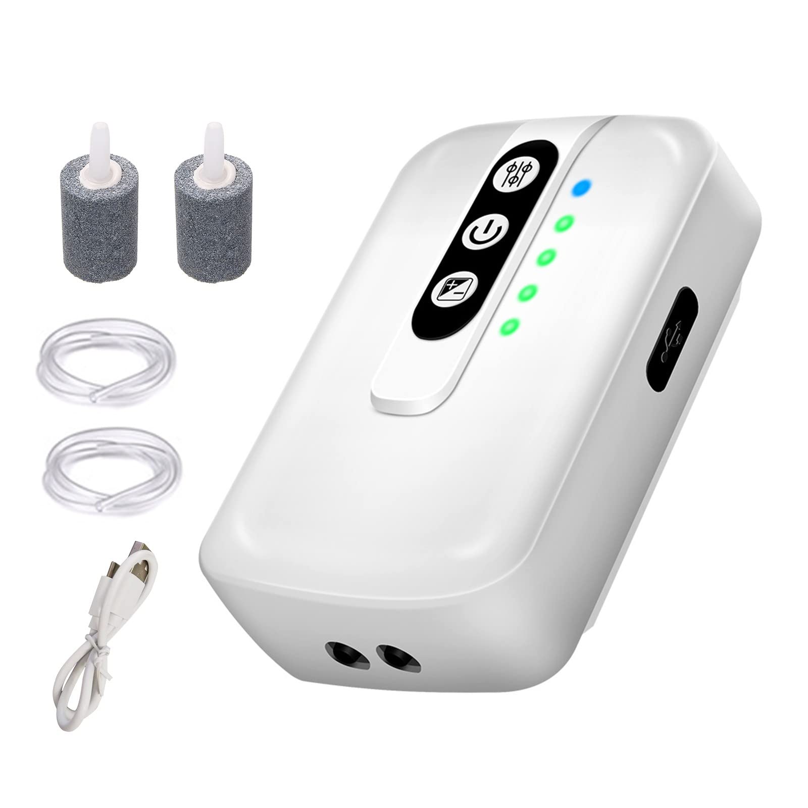 Aquarium Air Pump, Oxygen Bubbler Aerator AC/DC Dual Mode with Dual Outlets for Transporting Fish Outdoor Fishing