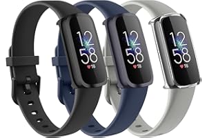 YILED 3 Pack Bands for Fitbit Luxe Bands with Screen Protector Case, Soft Silicone Sport Replacement Wristbands Strap for Fitbit Luxe Women