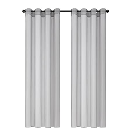 OBdeco Gardine Vorhang Elegante gardinen Transparent Voile Gardinenschals vorhänge Fenster mit Ösen 2 Stück (Grau, Stoff:140c