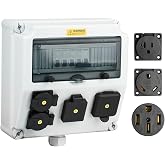 JINDOUZI RV Power Outlet Box, RV Power Outlet Panel with Breaker, with NEMA 14-50R、NEMA TT-30R、NEMA 5-20 RV Outlet Breaker Box, RV Outlet Box for RV Camper Trailer Motorhome Electric Car Generator