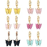 6 Pairs Butterfly Earrings Butterfly Drop Earrings Butterfly Cute Dangle Earrings for Women Multi Color