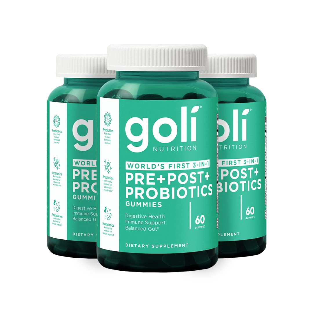 Goli Nutritional Supplement, Pre+Post+Probiotics Gummy - 180 Count - World's First 3-in-1 Gluten-Free, Vegan, Non-GMO, and Gelatin-Free. Image