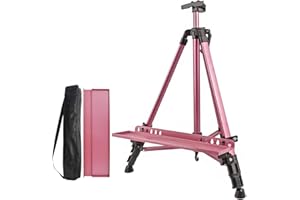 Coestai 60" Painting Easel Stand, 21"to 60"Adjustable Easel for Painting Canvases Aluminum Art Easel with Paintbrush Tray Display Stand (Rose)…