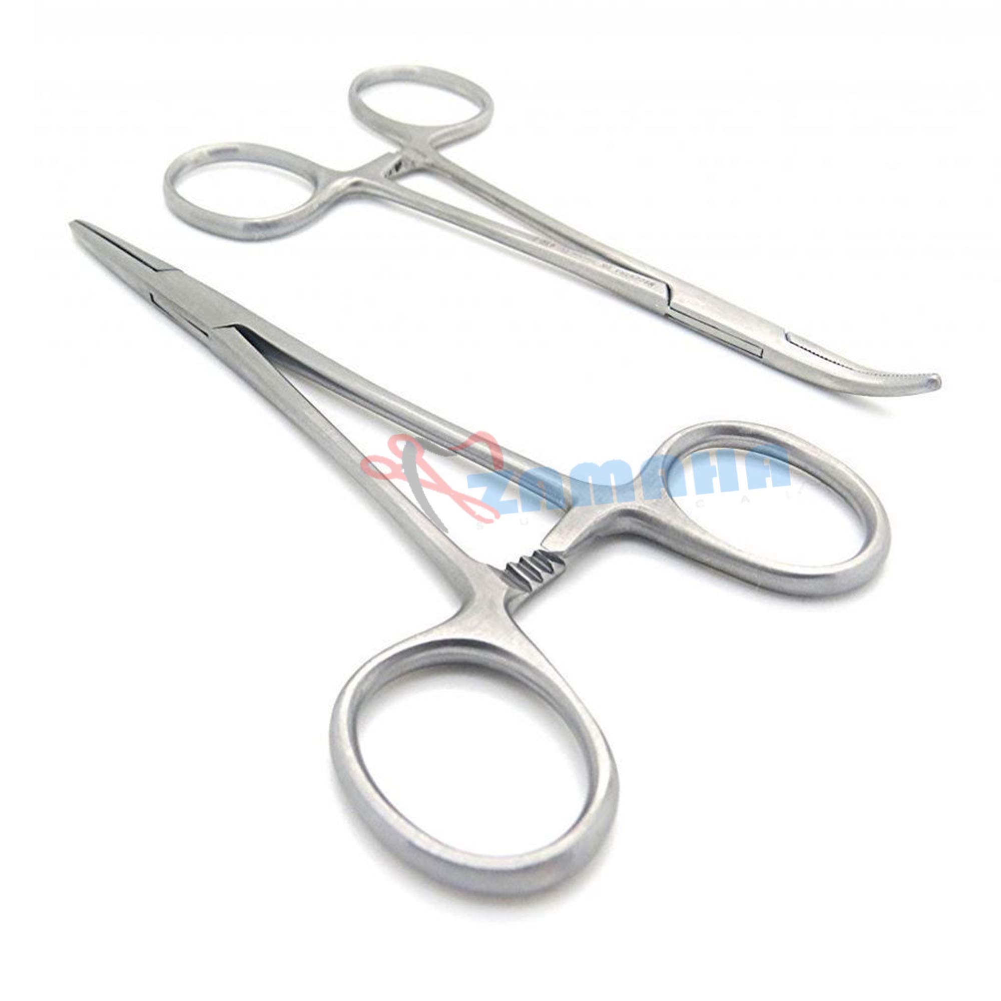 Zamaha UK Set of Pet Groomers Scissor Style Pet ear Locking Forceps, Hemostatic Tweezers, Good Strong Animal Care, Dog/Cat groomers tool(Straight and Curved)