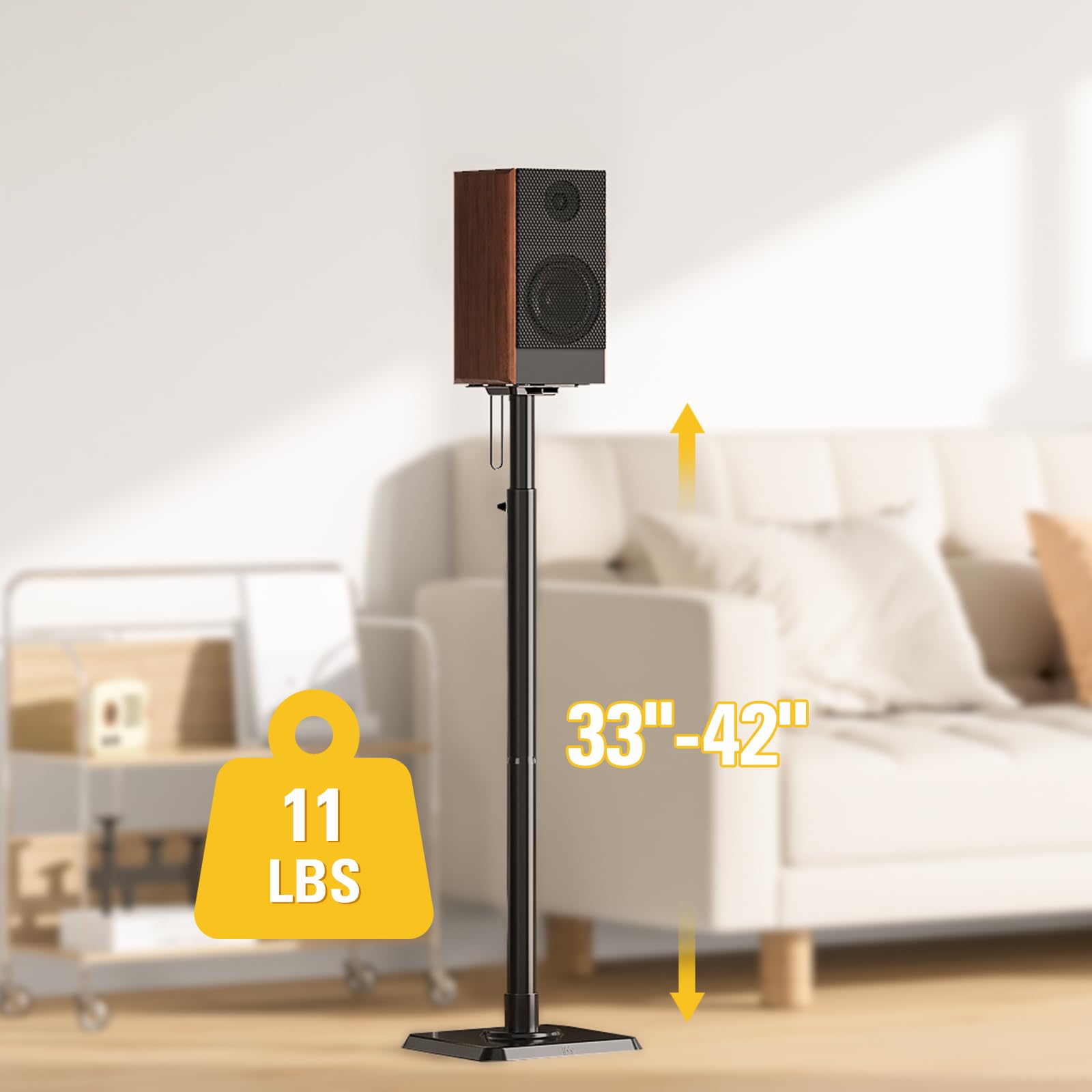 Mounting Dream Speaker Stands Height Adjustable for Satellite & Small Bookshelf Speakers, Set of 2 Floor Stand Mount for Bose Polk JBL Sony Yamaha and Others - 11LBS Capacity MD5402