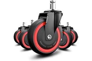 ANDUTEES Office Chair Wheels Replacement, 3 Inch Heavy Duty Anti-Tangle Nylon Roller Wheels Set of 5, Office Desk Gaming Chai